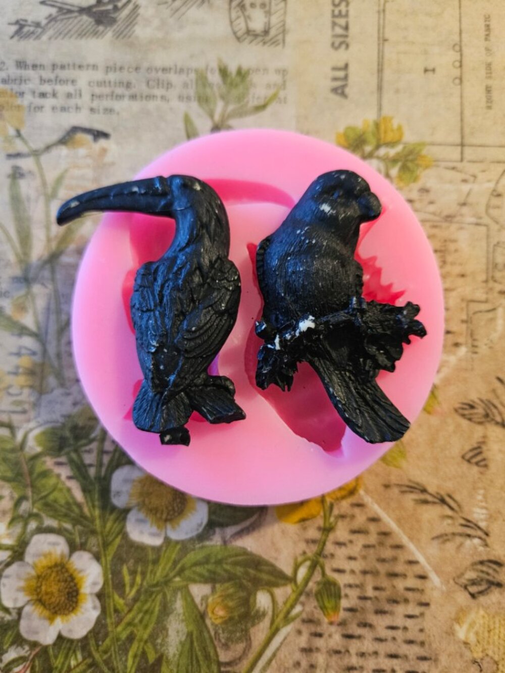 Toucan and Parrot Pink Mixed Media Silicone Mold